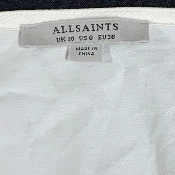 Allsaints Elektra Zip Front Top Women's Size 6 Puff Sleeve Smocked Waist White - Picture 3 of 8